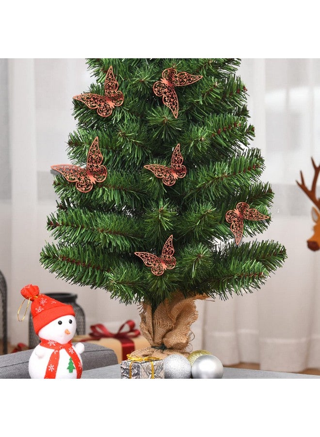 Xtore® 12pcs 3D Gorgeous Shiny Rose Gold Butterfly Stickers with Sticking Pads- (Rose Gold, Set of 12) - Image 5