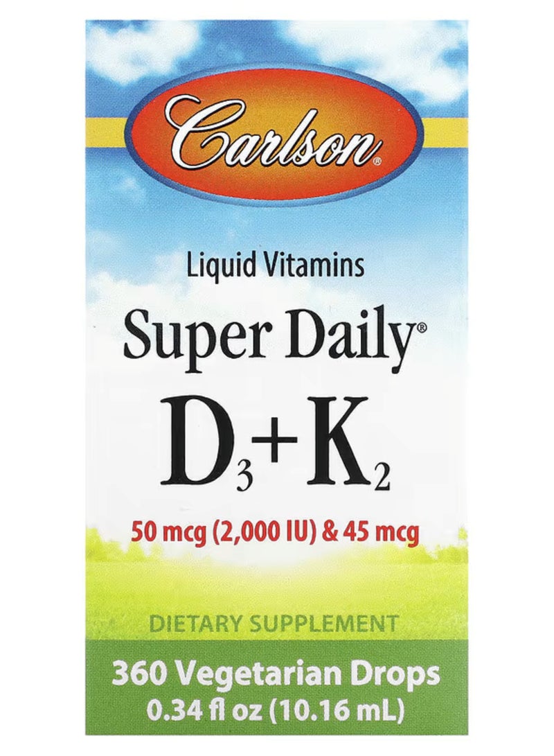 Carlson, Super Daily® Vitamin D3 + K2, 0.34 fl oz (10.16 ml) - Image 1