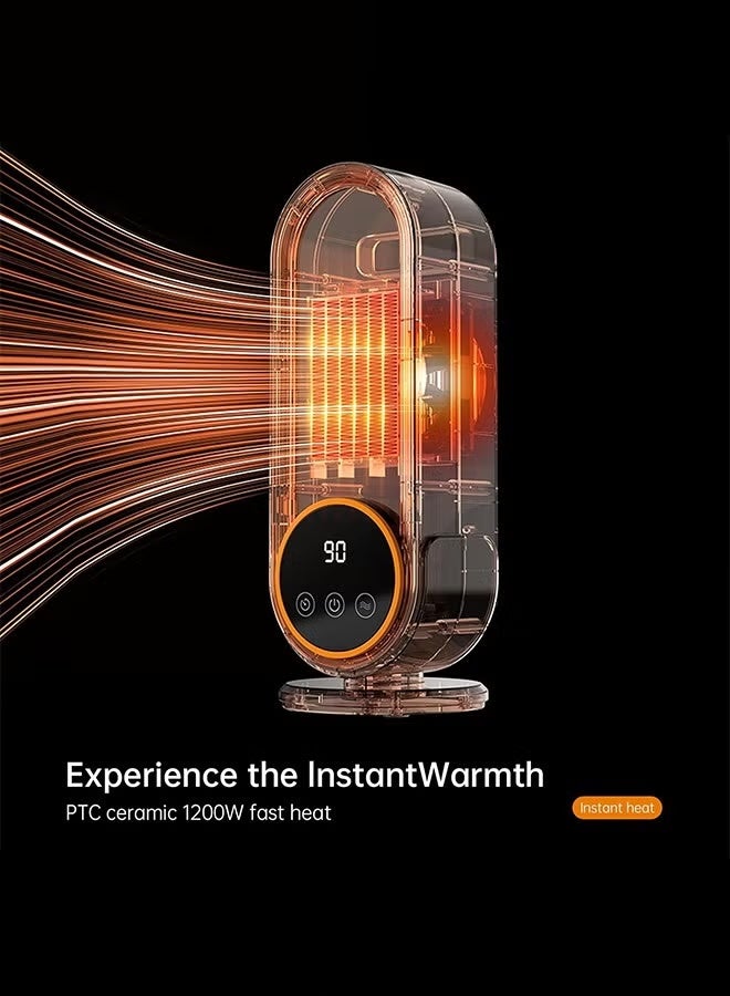 BlueFire 1200W PTC Ceramic Space Heater with Remote Control - Rapid Heating, Ultra-Quiet & Safe for Home & Office - Portable Tower Heater with Adjustable Thermostat, 35dB Whisper Operation, Overheat & Tip-Over Protection for Bedroom, Desk, and Indoor Use - Image 4