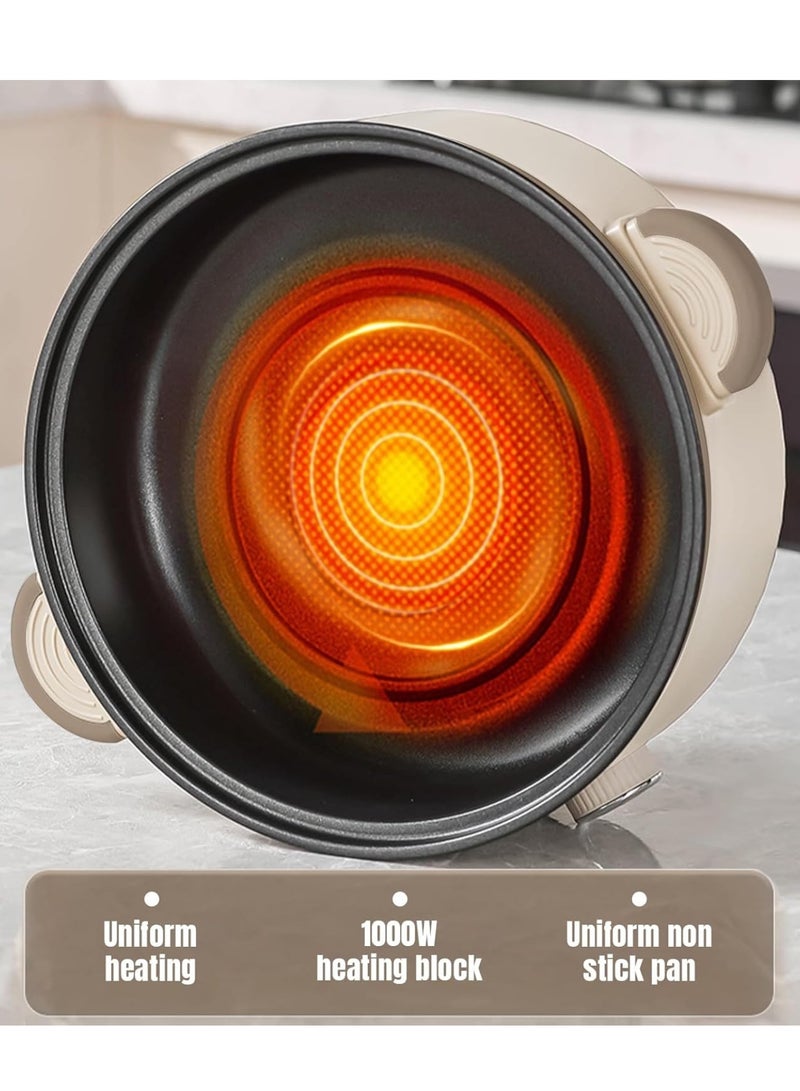 طباخ كهربائي، مقلاة غير لاصقة سعة 3 لترات، قدر كهربائي ساخن مع جهاز بخار، طباخ متعدد الوظائف للقلي السريع، شرائح اللحم، النودلز، الحساء مع إمكانية تعديل الطاقة (أبيض كريمي) - Image 4