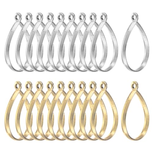 M METERXITY 20Pack Open Bezels for Resin Teardrop Shape Open Back Bezel Pendants for Resin Jewelry MakingDIY Earrings Necklace Alloy Hollow Frame Pendants Gold Tone Silver Tone - Image 1