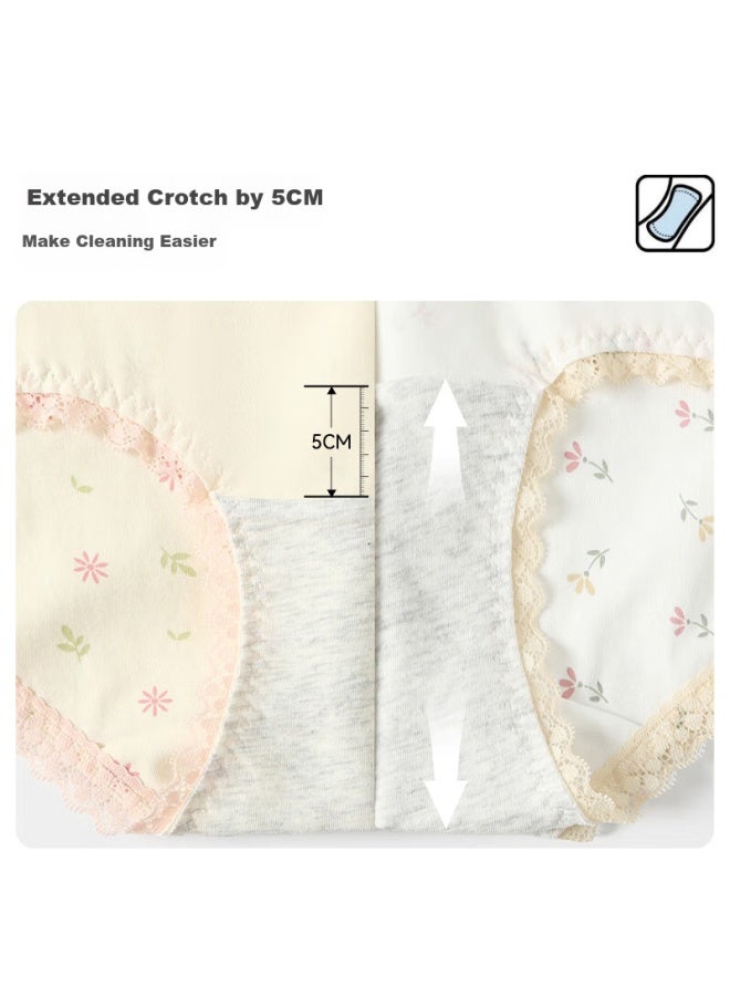 Fenton Fenteng Women'S Underwear 10A Antibacterial Extended Crotch 4-Pack New Pure Cotton Breathable Comfortable Hip-Lifting Women'S Panties - Image 3