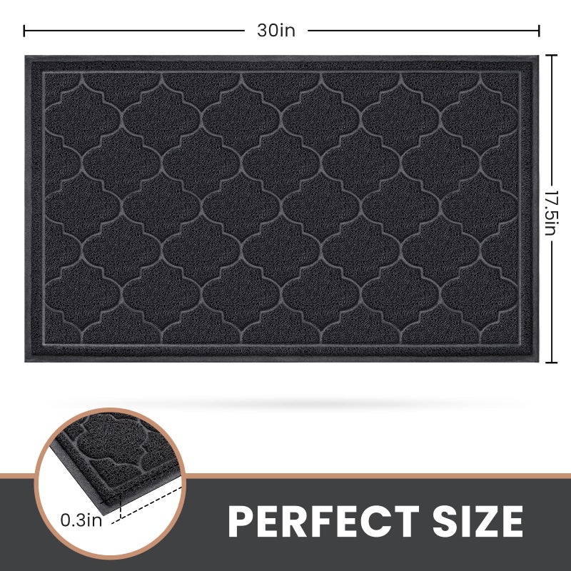 LuxStep LuxStep Door Mat Large Indoor Outdoor Doormat  Non-Slip Low-Profile Design Floor Mat  Durable Trap Dirt and Dust Front Door Welcome Mat for Entryway Patio Garage High Traffic Areas (Black  17""x30"") - Image 2
