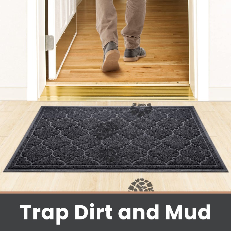 LuxStep LuxStep Door Mat Large Indoor Outdoor Doormat  Non-Slip Low-Profile Design Floor Mat  Durable Trap Dirt and Dust Front Door Welcome Mat for Entryway Patio Garage High Traffic Areas (Black  17""x30"") - Image 5