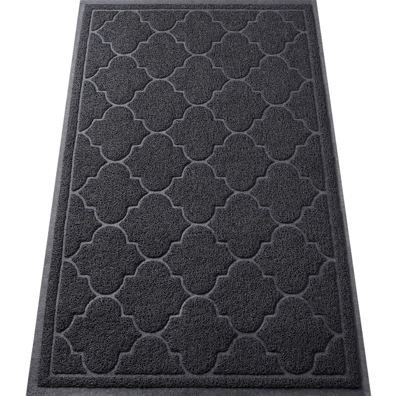 LuxStep LuxStep Door Mat Large Indoor Outdoor Doormat  Non-Slip Low-Profile Design Floor Mat  Durable Trap Dirt and Dust Front Door Welcome Mat for Entryway Patio Garage High Traffic Areas (Black  17""x30"") - Image 1