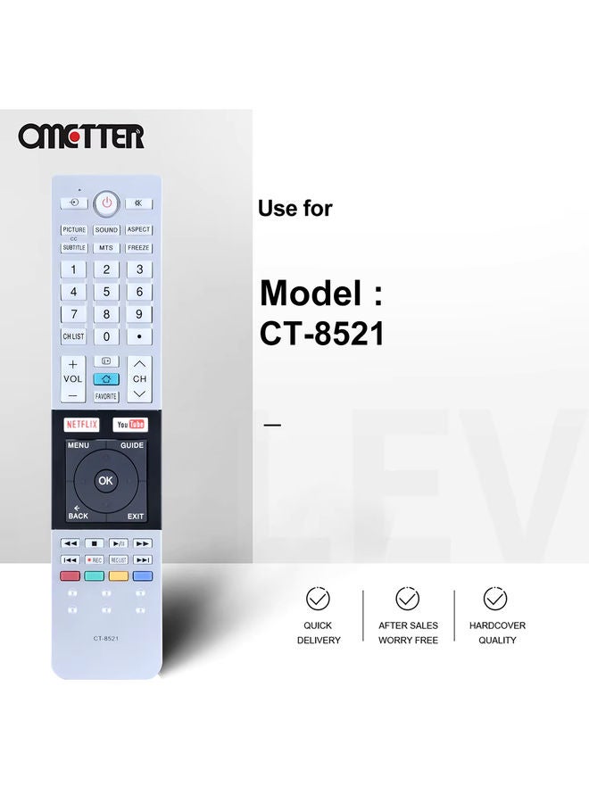 OMETTER جهاز تحكم عن بعد CT-8521 مناسب لتلفاز توشيبا LCD LED F40L3400 50L3400 CT8521 - Image 2