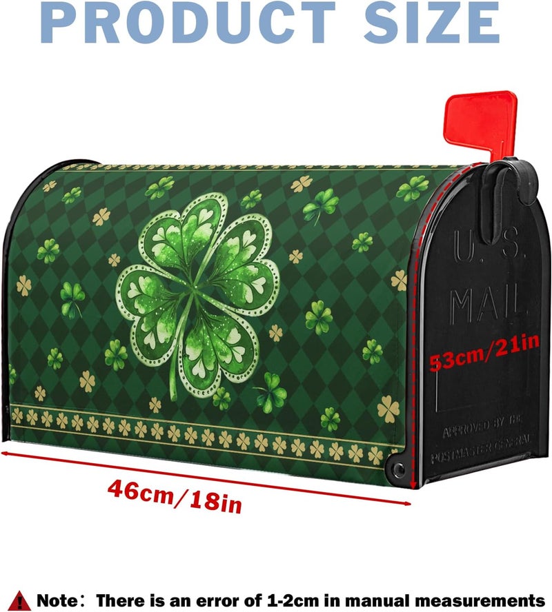 Farg St Patricks Day Mailbox Covers Magnetic Standard Size 21 x18 Inch St. Patrick's Day Spring Mailbox Cover Wraps Shamrock Clovers Mail Post Letter Box for Home Garden Outdoor Yard Decor - Image 3