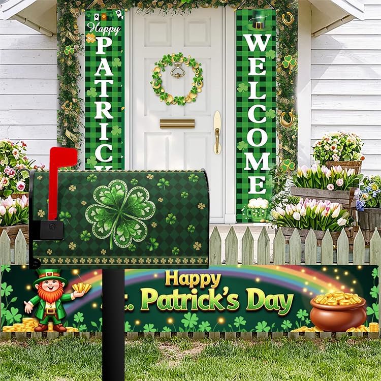 Farg St Patricks Day Mailbox Covers Magnetic Standard Size 21 x18 Inch St. Patrick's Day Spring Mailbox Cover Wraps Shamrock Clovers Mail Post Letter Box for Home Garden Outdoor Yard Decor - Image 2