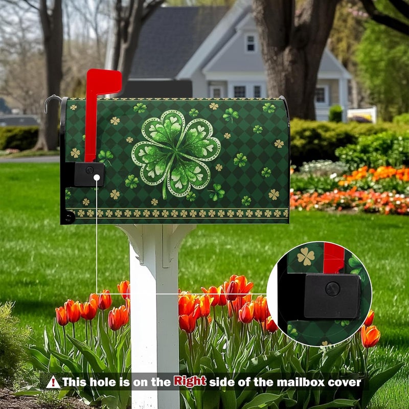 Farg St Patricks Day Mailbox Covers Magnetic Standard Size 21 x18 Inch St. Patrick's Day Spring Mailbox Cover Wraps Shamrock Clovers Mail Post Letter Box for Home Garden Outdoor Yard Decor - Image 4