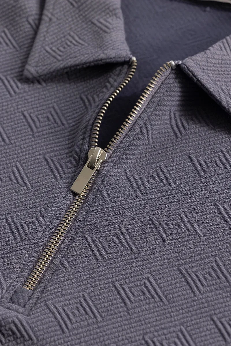 SNITCH ZipPolo Grey Printed Polo T-Shirt