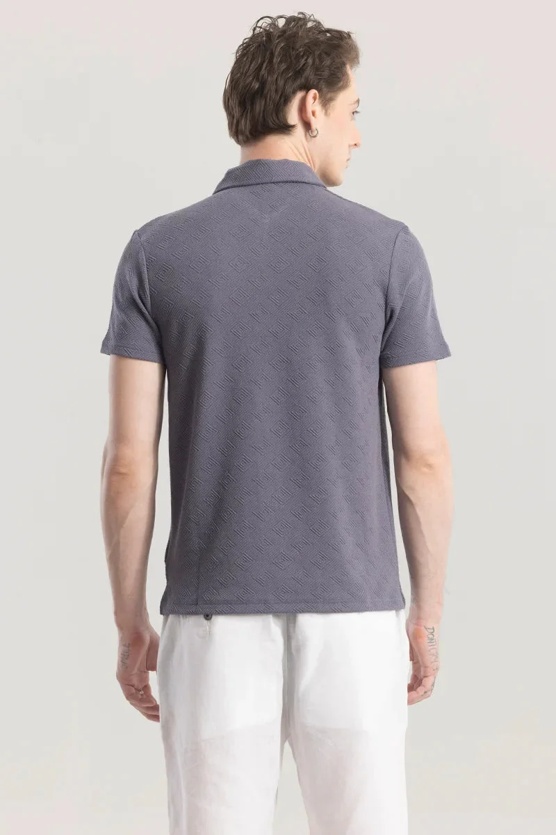 Snitch Grey ZipPolo Grey Printed Polo T-Shirt for Men | Best Price UAE