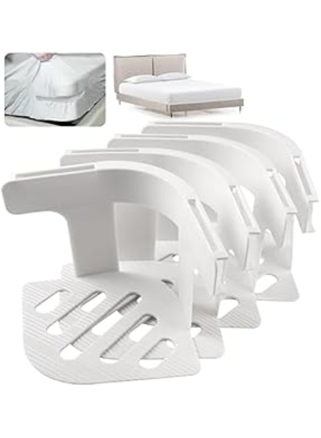 حاملات ملاءات، ملاءات سرير آمنة، مثبتات ملاءات متينة ومحكمة الغلق لأشرطة ملاءات الزاوية المجهزة تناسب أسرة التوأم والملكية بجميع أحجام المراتب (4، أبيض)