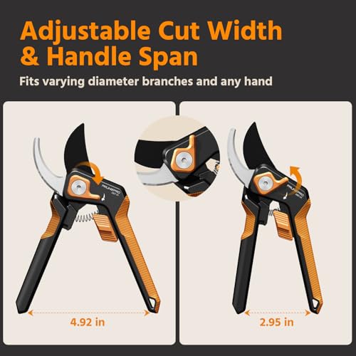 PrunePro Pruning Shears for Gardening Professional Bypass Hand Pruner Stainless Steel Sharp Blade Garden Scissors Plant Flower Garden Clipper Orange 1 Pack - Image 4