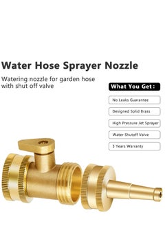 Y&D Jet Nozzle High Pressure Hose - Water Sprayer with Garden Shutoff Valve Solid Brass Heavy Duty 3/4" GHT Connector (2 pcs)  - Image 2