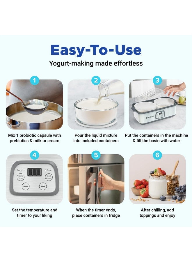 Ultimate Ultimate Probiotic Yogurt Maker with Adjustable Time & Temp Control - Make Trillions of Live Probiotics with Two 1-Quart Containers for Larger Batches - Greek Yogurt Maker - ULTIMATE LIFETIME WARRANTY  - Image 4