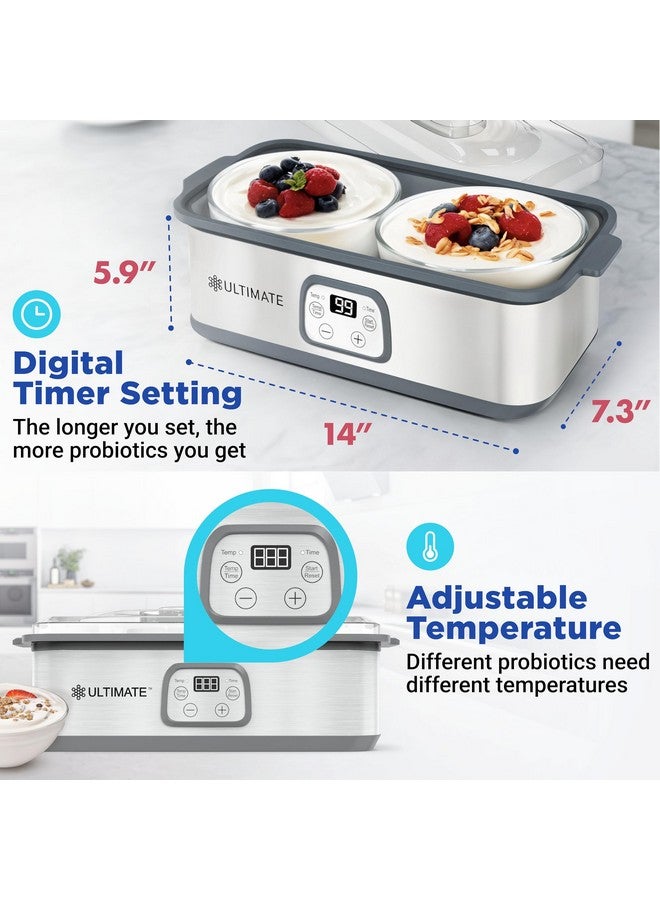 Ultimate Ultimate Probiotic Yogurt Maker with Adjustable Time & Temp Control - Make Trillions of Live Probiotics with Two 1-Quart Containers for Larger Batches - Greek Yogurt Maker - ULTIMATE LIFETIME WARRANTY  - Image 3