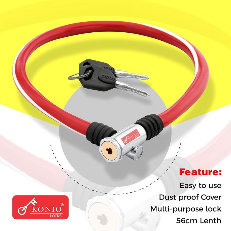 KONIO Helmet Lock Heavy Duty Steel Cable Lock for Bike, Motorcycle,Strollers, Gate & Luggage Security (Red, Pack-2). - Image 3