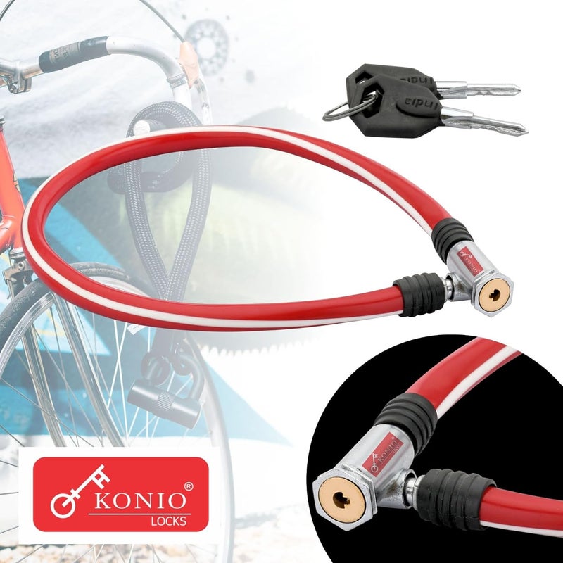 KONIO Helmet Lock Heavy Duty Steel Cable Lock for Bike, Motorcycle,Strollers, Gate & Luggage Security (Red, Pack-2). - Image 1