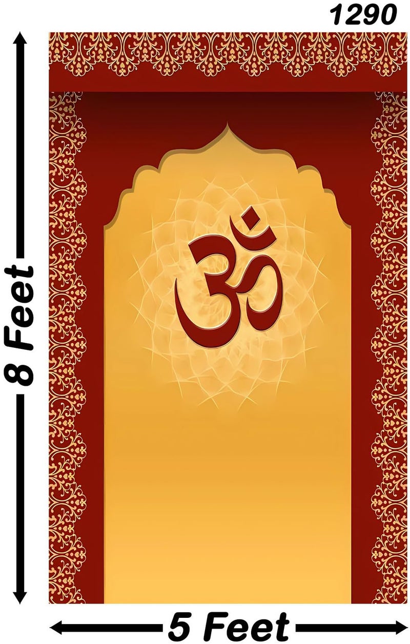 Backdropon Om Design Backdrop Curtain for Decoration Backdrop Cloth for Pooja Decoration Traditional/Background Curtain Cloth for Pooja/Festival Size 8 Feet Height and 5 Feet Width(8 * 5) - Image 2