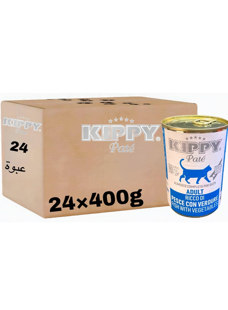 Kippy Pate Wet cat food (24 cans) - Kippy Pate  with Fish & vegetables flavor - 24 × 400g - Image 1