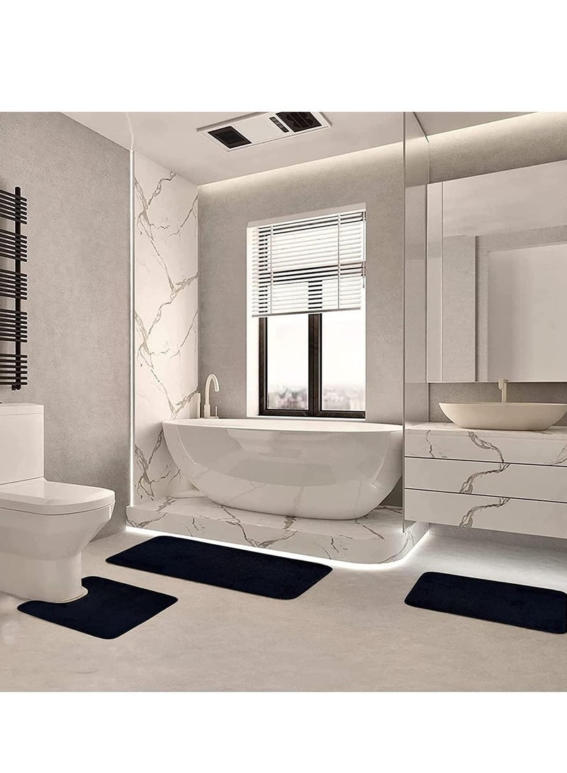 RATSAW Bathroom Rug Sets Extra Thick Memory Foam Bath Mat Non Slip Super Absorbent Soft Bathroom Mats Machine Washable Bathroom Floor Mats Sets for Sink Tub Shower and Toilet 3 Pack Black - Image 2