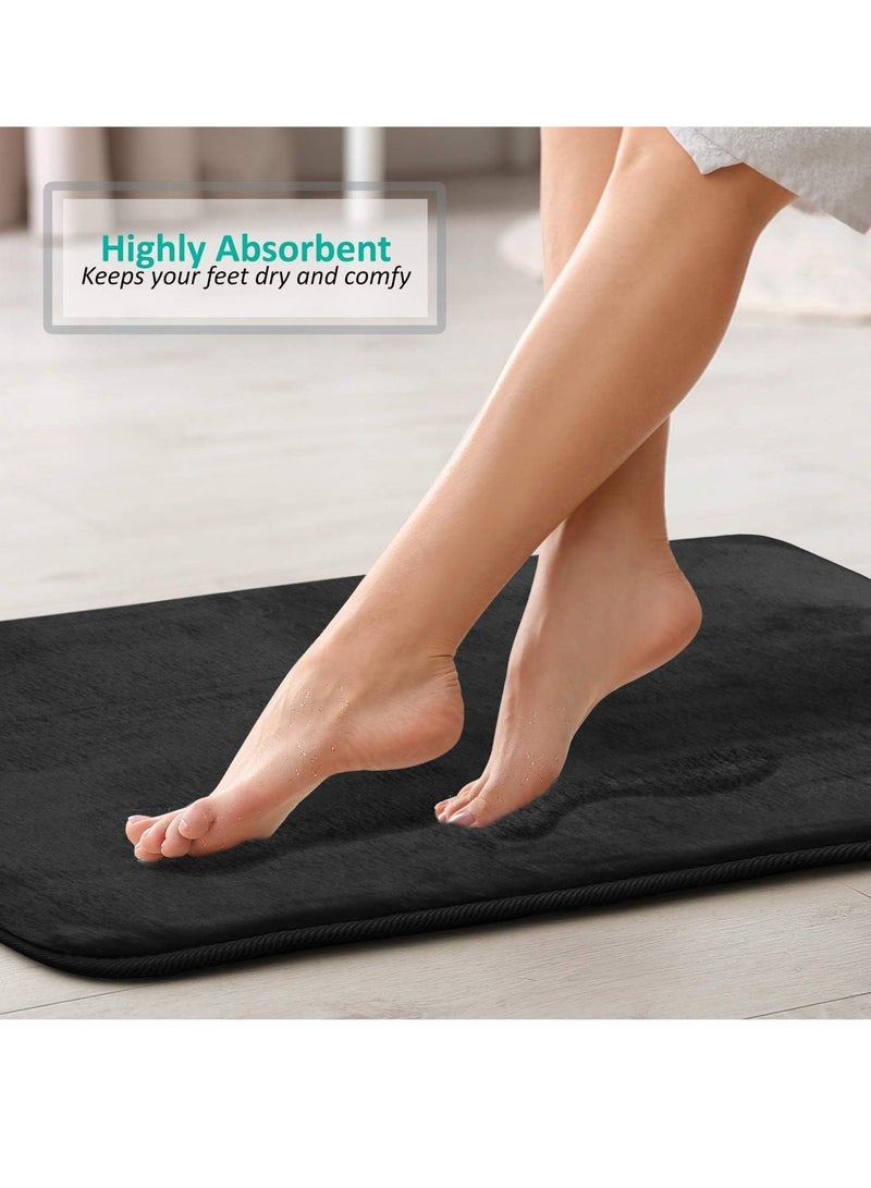 RATSAW Bathroom Rug Sets Extra Thick Memory Foam Bath Mat Non Slip Super Absorbent Soft Bathroom Mats Machine Washable Bathroom Floor Mats Sets for Sink Tub Shower and Toilet 3 Pack Black - Image 3