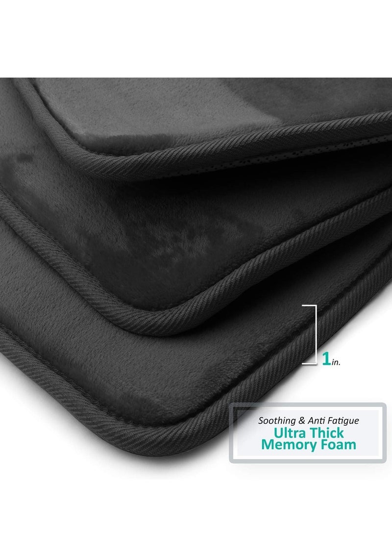 RATSAW Bathroom Rug Sets Extra Thick Memory Foam Bath Mat Non Slip Super Absorbent Soft Bathroom Mats Machine Washable Bathroom Floor Mats Sets for Sink Tub Shower and Toilet 3 Pack Black - Image 5