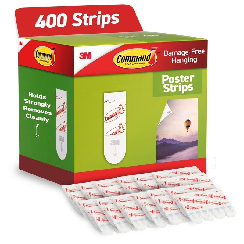 Command Poster Strips 400 Command Strips Damage Free Hanging Poster Hangers No Tools Wall Hanging for Home Room Wall and Office Decor