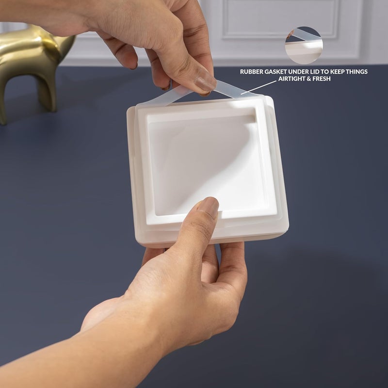 NAYASA Miracle Dry Fruit, 4 pcs Container Serving Tray Set | 600 ML Each | Multipurpose Plastic Serving Set | Premium Design | BPA Free | Food Grade | Air-Tight Lid | Snack Organizer Tray | White - Image 3