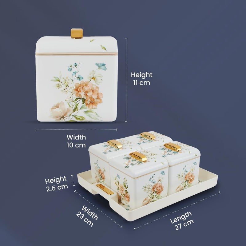 NAYASA Miracle Dry Fruit, 4 pcs Container Serving Tray Set | 600 ML Each | Multipurpose Plastic Serving Set | Premium Design | BPA Free | Food Grade | Air-Tight Lid | Snack Organizer Tray | White - Image 4