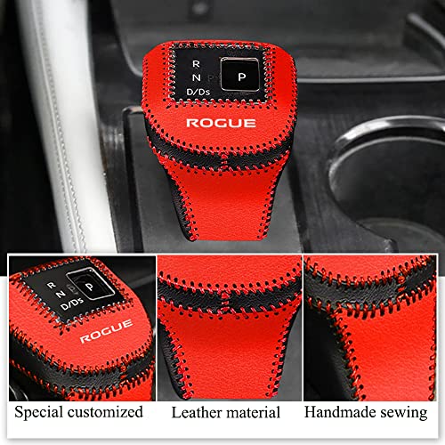 XITER Automatic Gear Shift Knob Cover Leather Boots Shift Lever Protector Trim for Nissan Rogue 2021 2022 2023 2024 2025 Interior Accessories(Red+Black) - Image 3