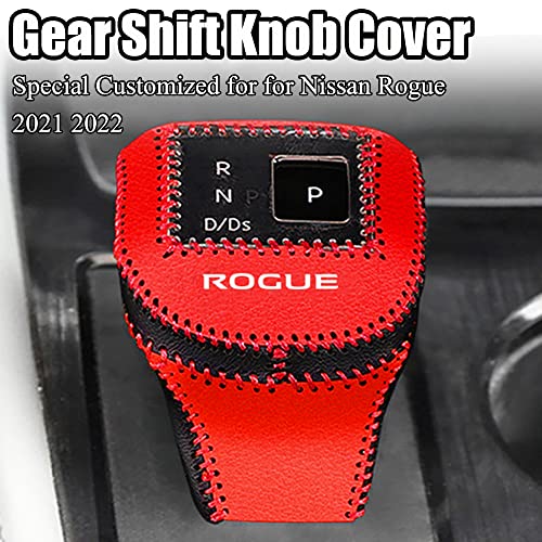 XITER Automatic Gear Shift Knob Cover Leather Boots Shift Lever Protector Trim for Nissan Rogue 2021 2022 2023 2024 2025 Interior Accessories(Red+Black) - Image 2