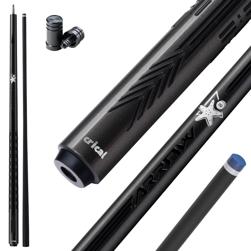 CRICAL Carbon Fiber Pool Cue Stick 58 Low Deflection Professional Pool Cue with Pro Taper Shaft 3D Wrapless Grip 125mm Tip 38x8 Joint Billiard Stick for Enhanced Control Accuracy Grey - Image 2