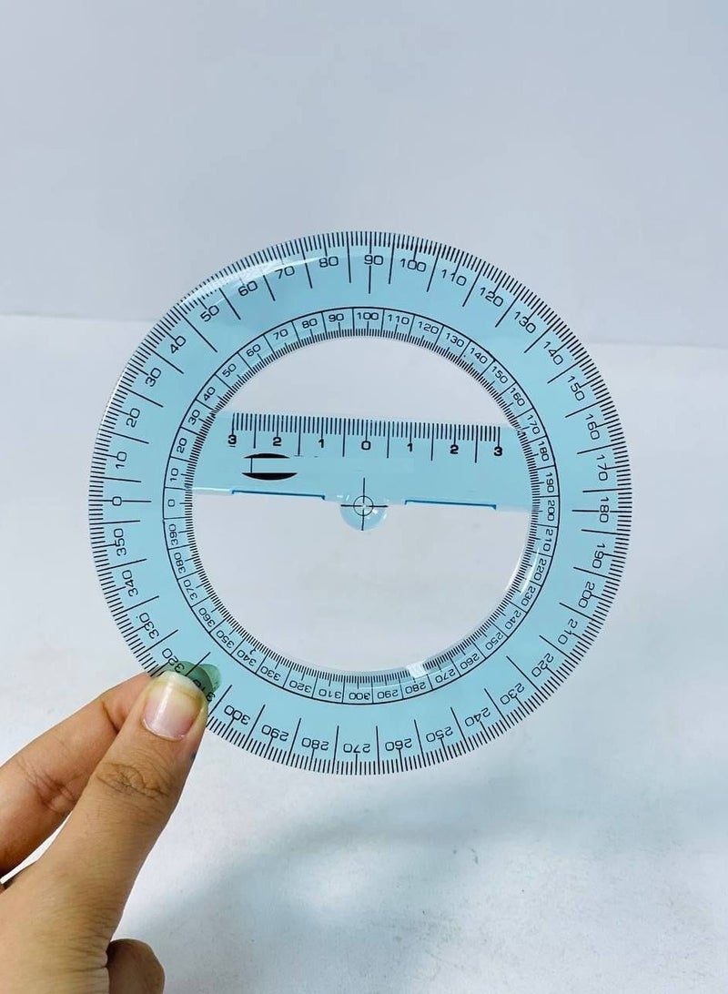A set of 9 school geometry tools (4 pieces of geometry rulers + a metal protractor with teeth + a card of 10 pencils, erasers, and a sharpener + a metal sharpener + a toothed pencil + a 360 protractor) - Image 4