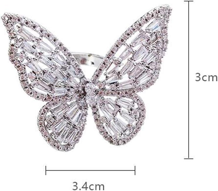 Chmier Aimimier Cubic Zirconia Butterfly Ring Sparkling Crystal Bow-Knot Knuckle Ring Wedding Jewelry for Women and Girls (Silver) - Image 5