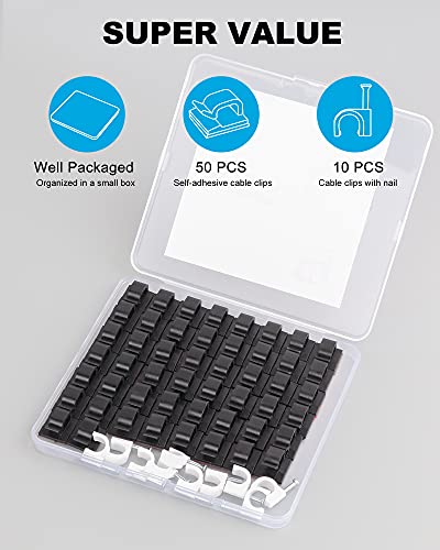 TidyHelper 60 PCS Adhesive Cable Clips, Upgraded Wall Wire Clips for Cable Management, Strong Cord Clips Wire Holders for The Wall, Under Desk, Christmas Lights, Car, Dash Cam, Ethernet, Electric Wires Small - Image 2