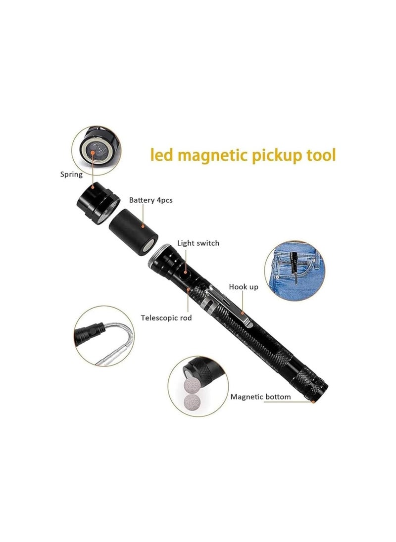 Generic - Magnetic Telescoping Pickup Tool, 360° Flexible Extendable Magnetic Pickup Tool, Magnetic Pickup Tool with Light, LED Magnetic Pickup Tool Flashlight, Portable Pick Up Grab Tool - Image 1