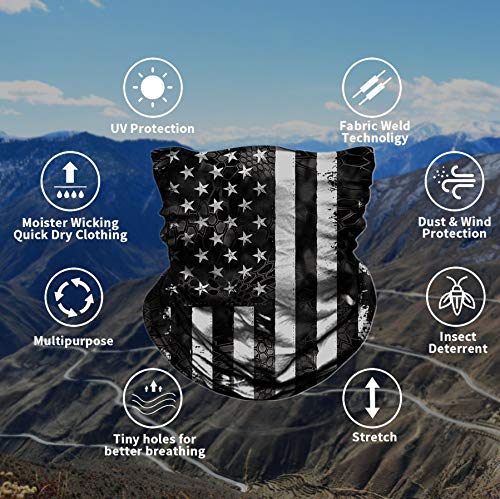 TERNNK Seamless Neck Gaiter Shield Scarf Bandana Face Mask Seamless UV Protection for Motorcycle Cycling Riding Running Headbands (Black-A) - Image 2