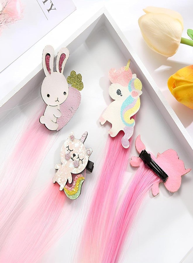 Elastikidz Ombre Rainbow Hair Extensions for Girls Kids - 3 Pack Synthetic Colorful Nylon Strands with Cartoon Alligator Clips, Tangle-Resistant Straight Highlight Clip-In Hair Pieces, 40 cm - Image 3