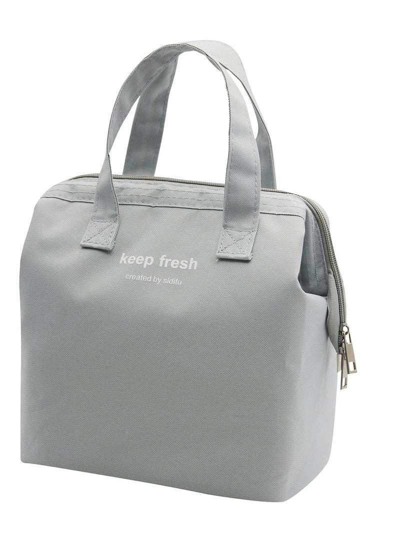 SOLARAE Lunch Bag Bento Bag, Thickened Thermal Insulation Refrigerated Bento Tote Bag, Lunch Box Carrying Bag for Students Ladies Men Picnic Work Outdoor Grey - Image 1