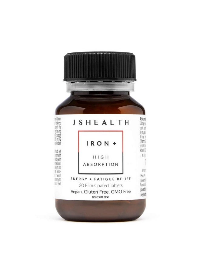 JSHealth - Vitamins Iron+ Supplement For Energy Support Iron Deficiency Pills With Vitamin C And Vitamin B12 No Nausea Or Constipation (30 Tablets) - Image 1