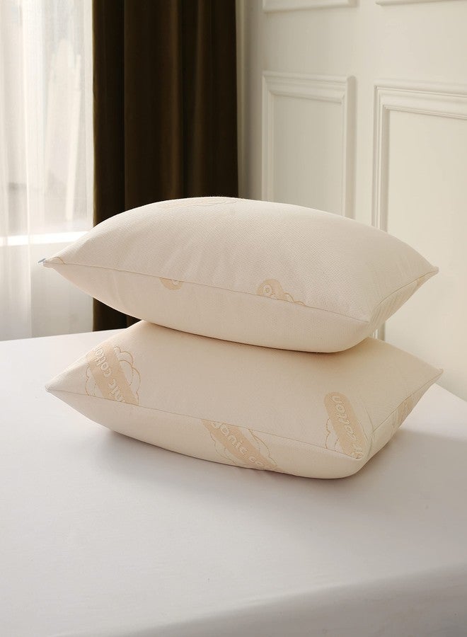 MATTSHIELD ORIGINAL 2-Pack Deluxe Organic Cotton Pillow Protectors - Standard - Certified Organic, Waterproof, Zippered Encasement, Soft Knit Fabric, Thick 280 GSM Cotton - Image 3