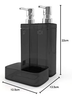 Primanova Primanova Viva Double Liquid Soap Dispenser (Double Dispenser with Holder, Transparent Tinted)  - Image 3