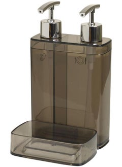 Primanova Primanova Viva Double Liquid Soap Dispenser (Double Dispenser with Holder, Transparent Tinted)  - Image 2