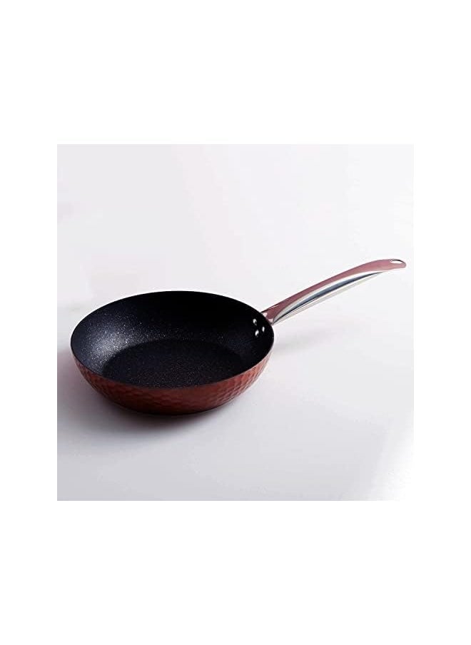 Wilson - ALUMINIUM COPPER HAMMERED WOK WITH INDUCTION BOTTOM AND MARBLE COATING INSIDE- 32CM (CKB4-CPR-WK32) - Image 1