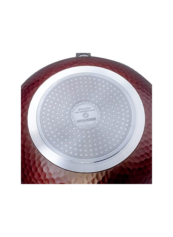 Wilson - ALUMINIUM COPPER HAMMERED WOK WITH INDUCTION BOTTOM AND MARBLE COATING INSIDE- 32CM (CKB4-CPR-WK32) - Image 1