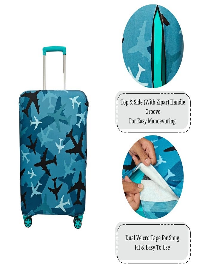 NT CREATION Printed Travel Luggage Cover for Suitcase - Stretchable & Scratchproof Trolley Bag Protector (Multi Plane) - Image 4
