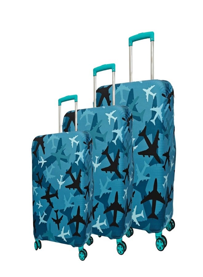 NT CREATION Printed Travel Luggage Cover for Suitcase - Stretchable & Scratchproof Trolley Bag Protector (Multi Plane) - Image 1