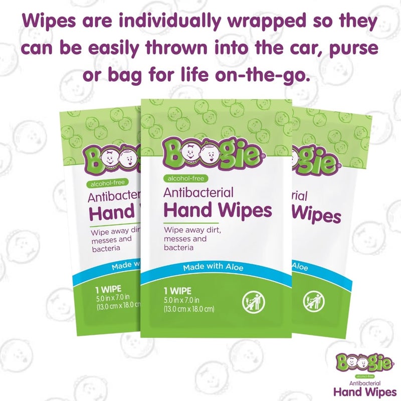Boogie Antibacterial Hand Wipes, Alcohol Free, Hypoallergenic and Moisturizing Aloe, For Kids and Adults - 30 Wipes (Pack of 2) - Image 5
