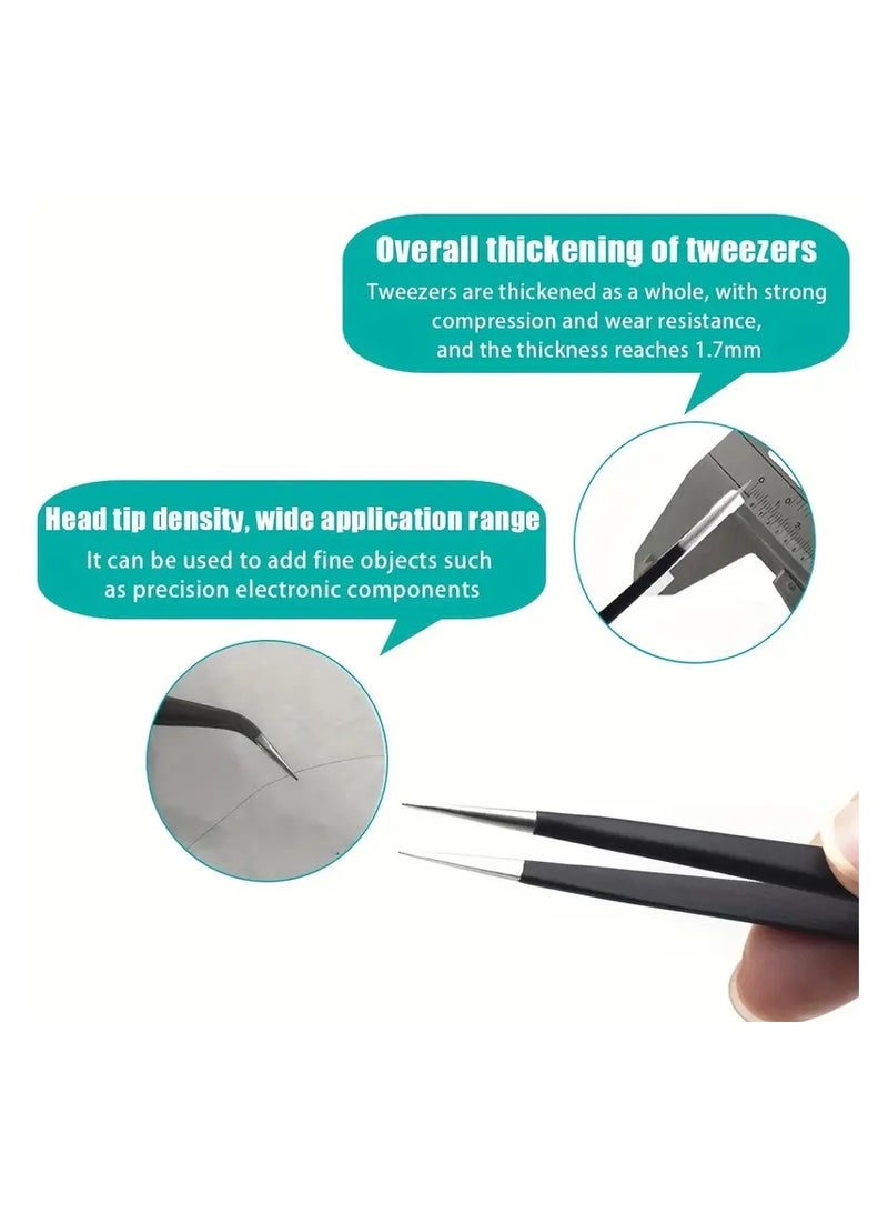 Generic 6 pieces long Precise Anti Static Tweezer Set Coated With Electromagnetic Discharge Safe Materials Made Of Stainless Steel Suitable For Repairing Electronics Welding Work Precision And Small Craft Handicrafts And In The Kitchen To Remove Fish Thistle  - Image 5